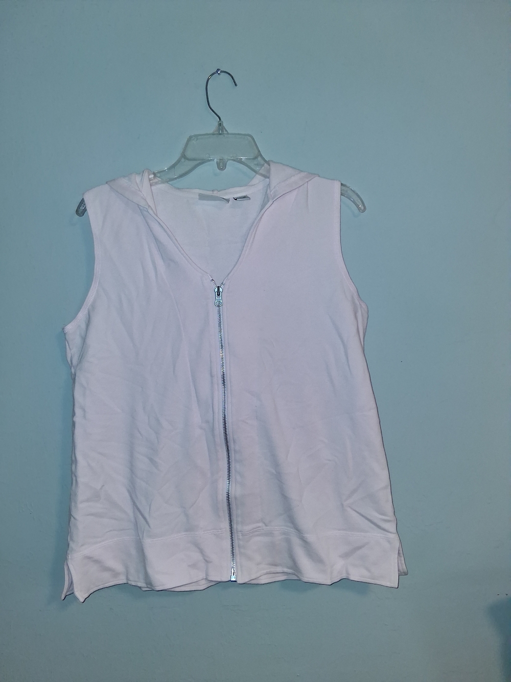 Chico's Light Pink Sleeveless Zip Hoodie